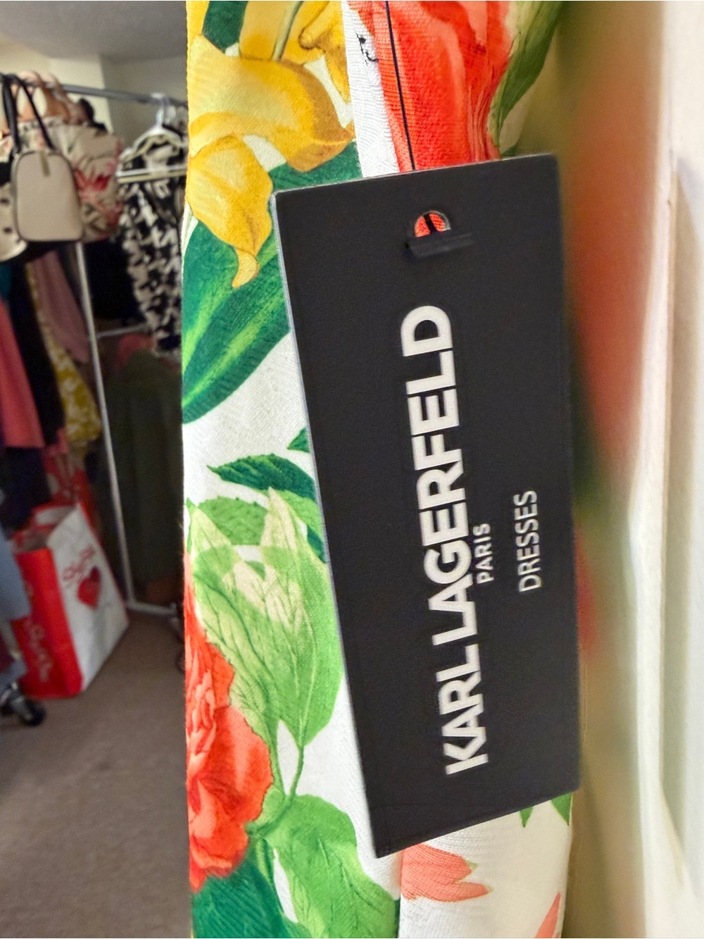 Karl Lagerfeld Women's Floral Halter Dress in White, Yellow, Pink, Green Size 14 - Picture 7 of 14